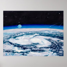 De aarde vanaf een draaiende hoogte poster