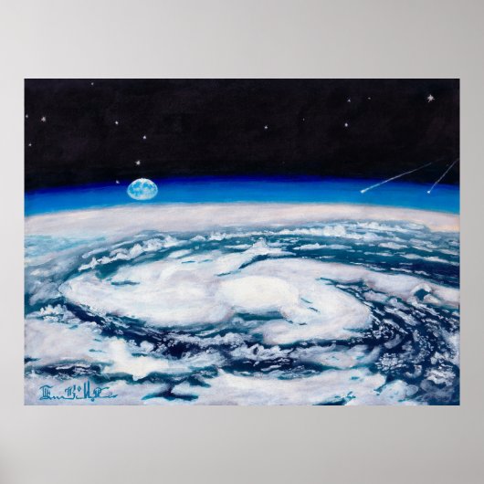 De aarde vanaf een draaiende hoogte poster (Voorkant)