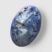 De aarde vanuit de ruimte - 3D-effect - Hebreeuwse Ronde Klok (Hoek)