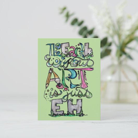 De aarde zonder kunst is maar EH "Kunstleraar" Briefkaart (Staand voorkant)