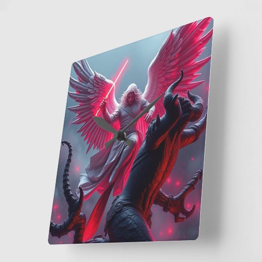 De aartsengel Michaël doodt de draakmuur Vierkante Klok (Hoek)