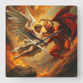 De aartsengel Michaël doodt de duivelsklok Vierkante Klok (Voorkant)