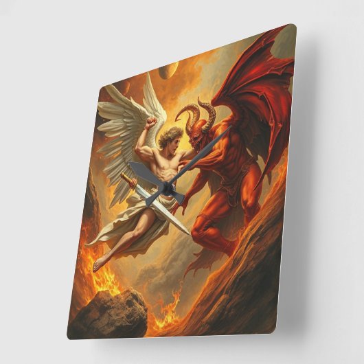 De aartsengel Michaël doodt de duivelsklok Vierkante Klok (Hoek)