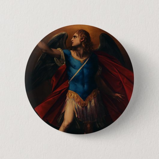 De aartsengel Michaël door Cavaliere d'Arpino Ronde Button 5,7 Cm (Voorkant)