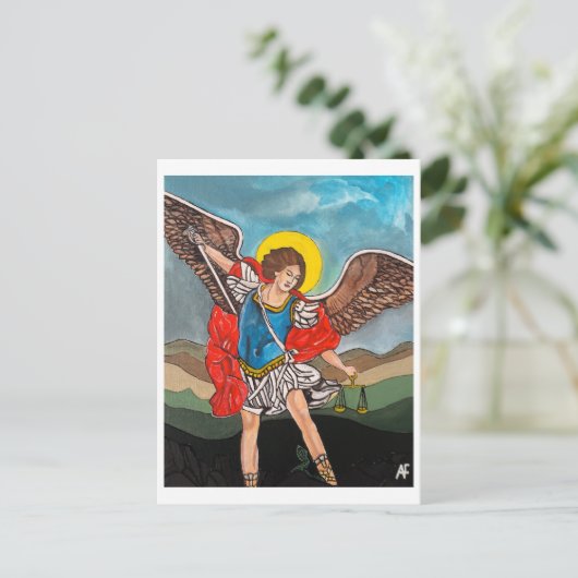 De aartsengel Michaël, schilderij van Alfred Fox Briefkaart (Staand voorkant)