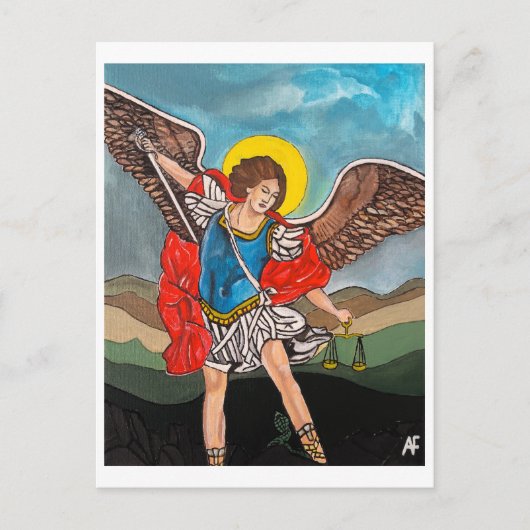 De aartsengel Michaël, schilderij van Alfred Fox Briefkaart (Voorkant)