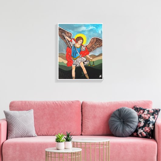 De aartsengel Michaël, schilderij van Alfred Fox Canvas Afdruk (Insitu (Woonkamer))