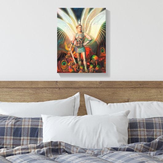 De aartsengel Michaël verslaat de draak Canvas Afdruk (Insitu (Slaapkamer))