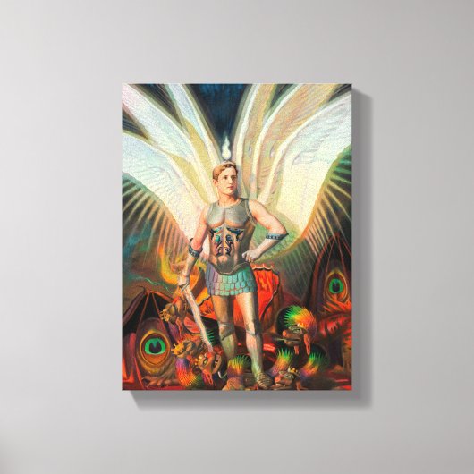 De aartsengel Michaël verslaat de draak Canvas Afdruk (Voorkant)