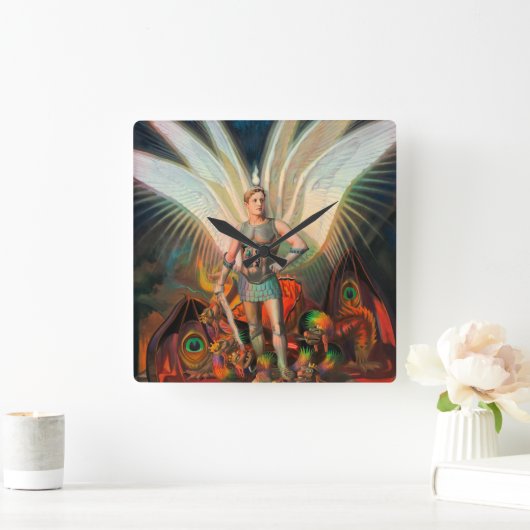 De aartsengel Michaël verslaat de draak Vierkante Klok (Huis)