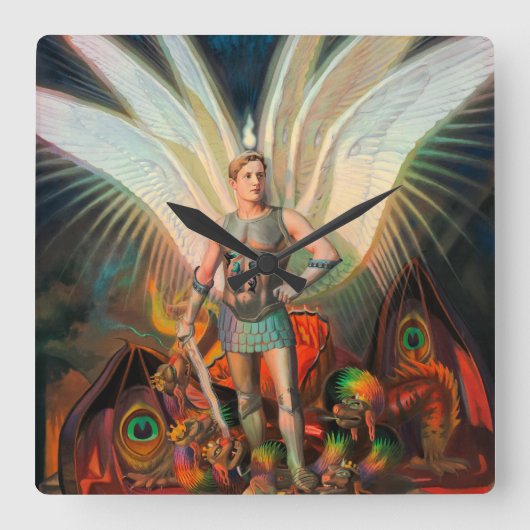 De aartsengel Michaël verslaat de draak Vierkante Klok (Voorkant)