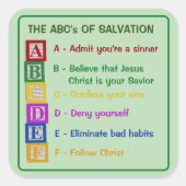 De ABC's van het heil Vierkante Sticker (Voorkant)