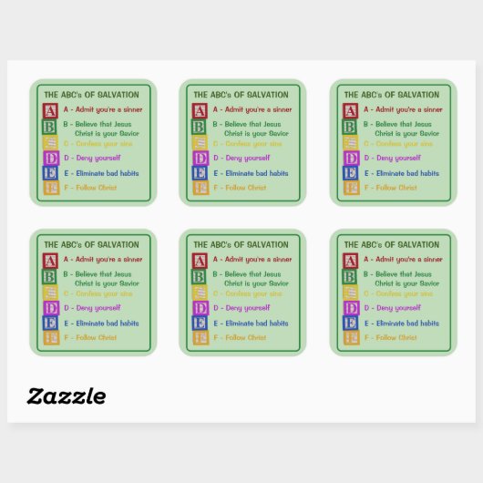 De ABC's van het heil Vierkante Sticker (Vel)