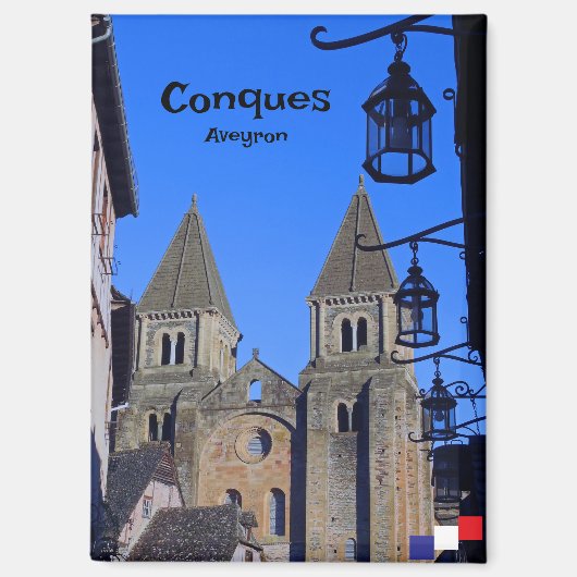 De abdijkerk Sainte-Foy in het dorp Conques Magneet (Voorkant)