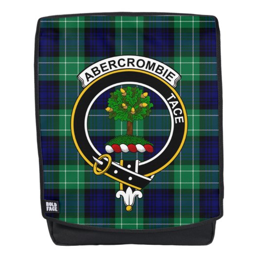 De Abercrombie Clan Crest Tartan Pset rugzak Rugtassen (Voorkant)