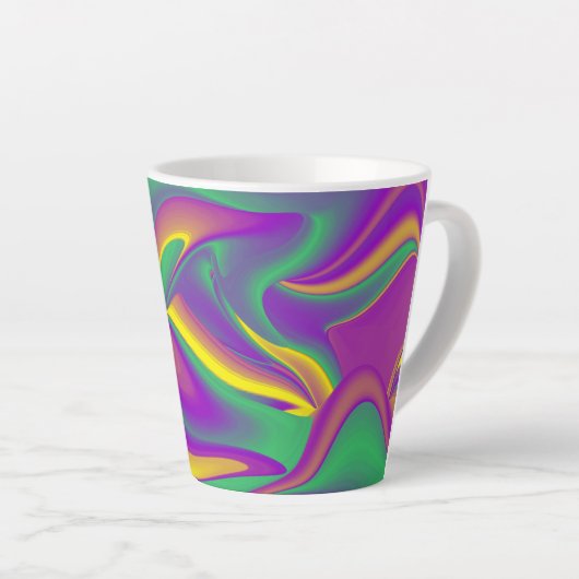 De Abstracte 3D Rainbowart Latte Mok (Rechterhoek)