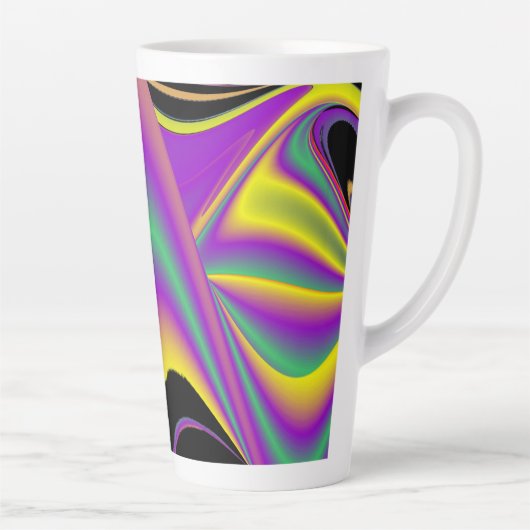 De Abstracte 3D Rainbowart Latte Mok (Rechts)