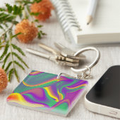 De Abstracte 3D Rainbowart Sleutelhanger (Voorkant Rechts)
