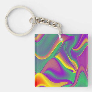 De Abstracte 3D Rainbowart Sleutelhanger