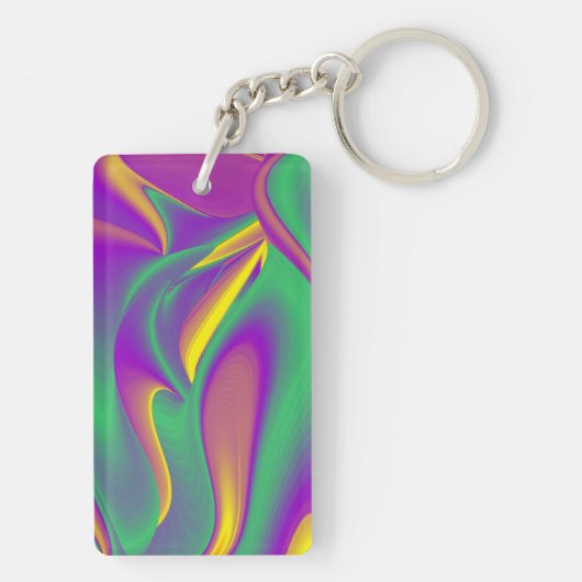 De Abstracte 3D Rainbowart Sleutelhanger (achterkant)