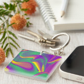 De Abstracte 3D Rainbowart Sleutelhanger (Voorkant Rechts)