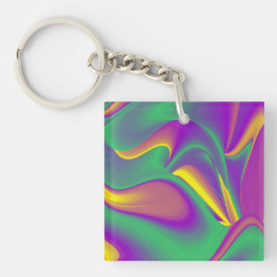 De Abstracte 3D Rainbowart Sleutelhanger
