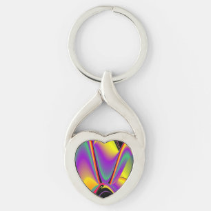 De Abstracte 3D Rainbowart Sleutelhanger