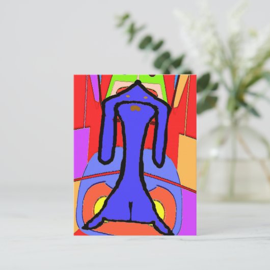 De Abstracte afdruk van het blauwe dachshund-Cubis Briefkaart (Staand voorkant)