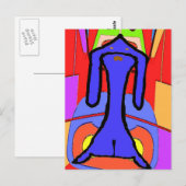 De Abstracte afdruk van het blauwe dachshund-Cubis Briefkaart (Voorkant / Achterkant)