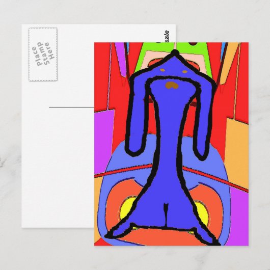 De Abstracte afdruk van het blauwe dachshund-Cubis Briefkaart (Voorkant / Achterkant)