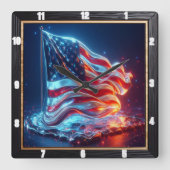 De Abstracte Amerikaanse vlag Vierkante Klok (Voorkant)