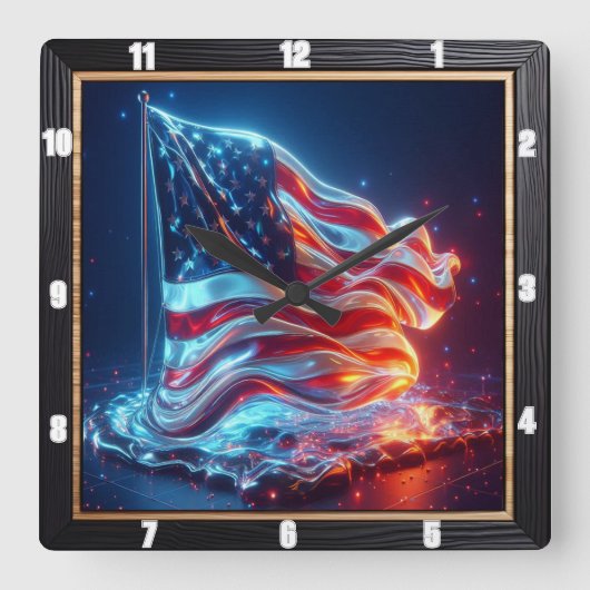 De Abstracte Amerikaanse vlag Vierkante Klok (Voorkant)