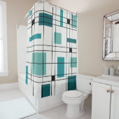 De Abstracte Art Blauwgroen van 1950 Douchegordijn (In situ)