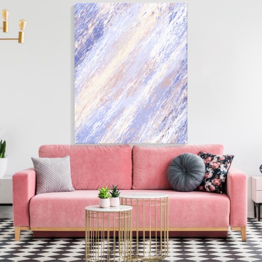 De Abstracte Blauwe en Beige Slagen van de Verf va Canvas Afdruk (Insitu (Woonkamer))