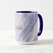 De Abstracte Blauwe en Beige Slagen van de Verf va Mok (Voorkant rechts)