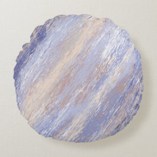 De Abstracte Blauwe en Beige Slagen van de Verf va Rond Kussen