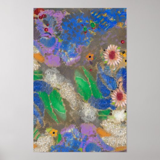 De abstracte bloemenachtergrond van Odilon Redon.  Poster (Voorkant)