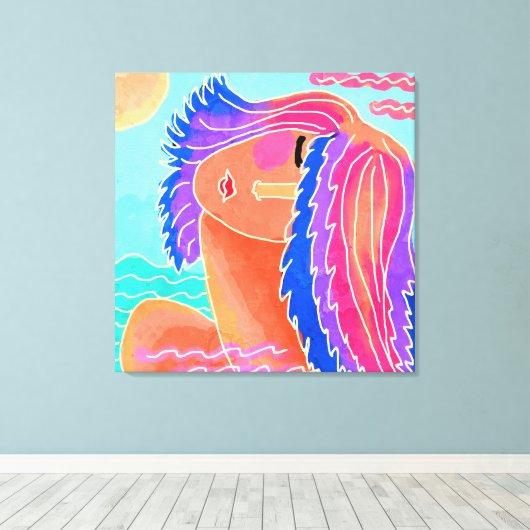 De Abstracte digitale verf op zonneschijn Canvas Afdruk (Insitu (Houten vloer))