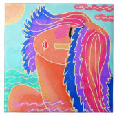 De Abstracte digitale verf op zonneschijn Tegeltje (Voorkant)