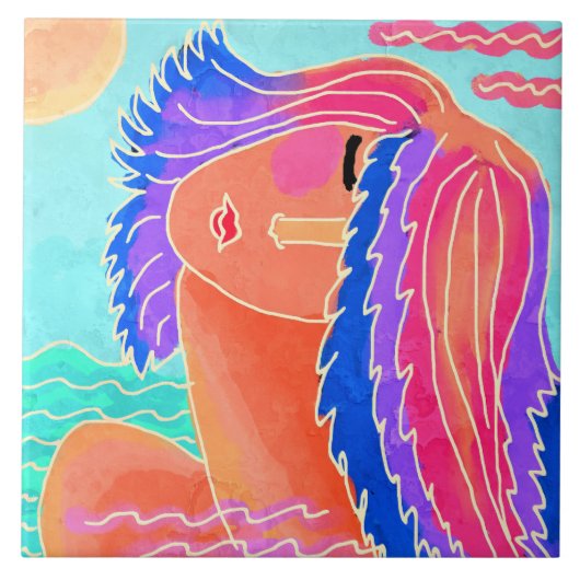 De Abstracte digitale verf op zonneschijn Tegeltje (Voorkant)