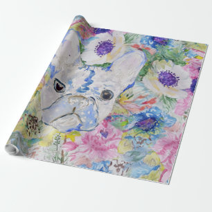 De abstracte Franse verf van de buldog Cadeaupapier