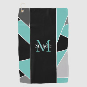 De Abstracte Geometrische Dames van het blauwgroen Golfhanddoek