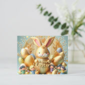 De Abstracte gouden paashaas Feestdagenkaart (Staand voorkant)