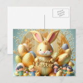 De Abstracte gouden paashaas Feestdagenkaart (Voorkant / Achterkant)