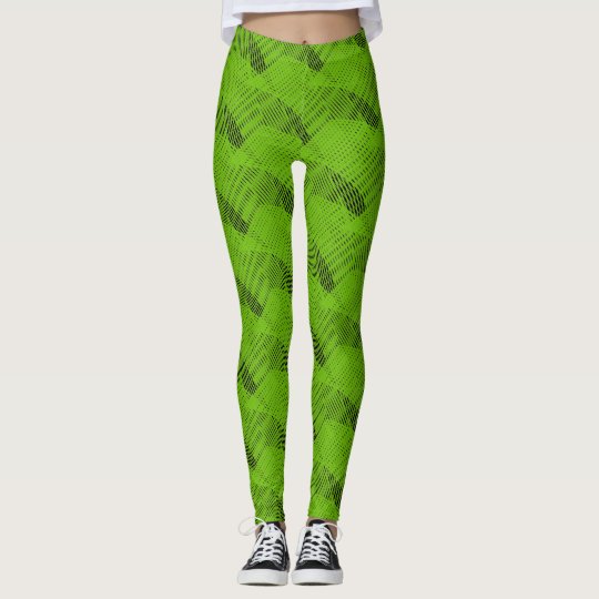 De abstracte Groene Moderne Zwarte van Lijnen Leggings