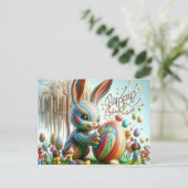 De Abstracte paashaas glimlachte Feestdagenkaart (Staand voorkant)