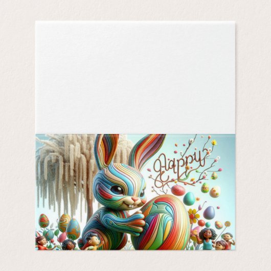 De Abstracte paashaas glimlachte Kaart (Buitenkant ongevouwen)