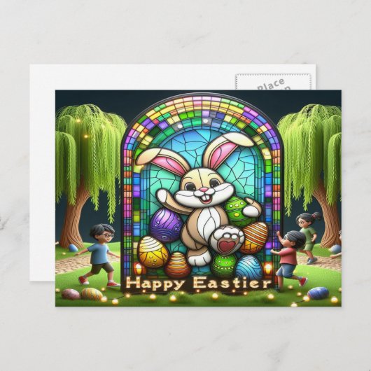 De Abstracte paashaas ideationeel Feestdagenkaart (Voorkant / Achterkant)