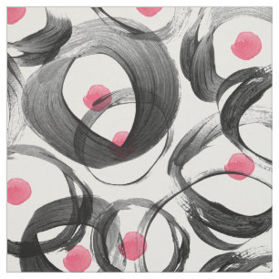 De abstracte roze zwarte waterverf omcirkelt stip stof