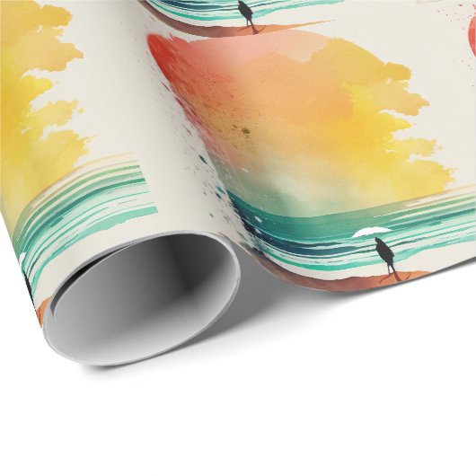 De Abstracte strand-kunst van Waves binnenlopen Cadeaupapier (Rol Hoek)